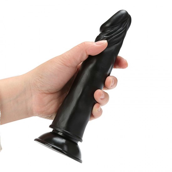 20,7 cm.Realistik Vantuzlu Siyah Renk Dildo Penis