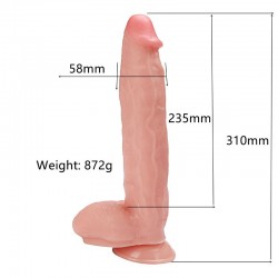 31 cm.Büyük Boy Realistik Vantuzlu Dildo Penis
