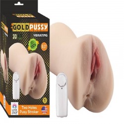 Gold Pussy Vibrating 2 Girişli Mastürbatör