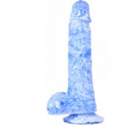 Mavi Realistik Silikon Vantuzlu Dildo Penis